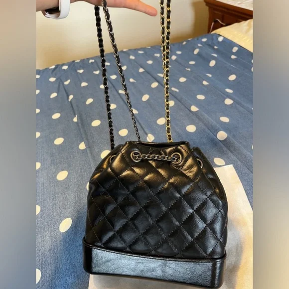 Black Cowhide Quilting Chain Bags - Picture 6 of 8